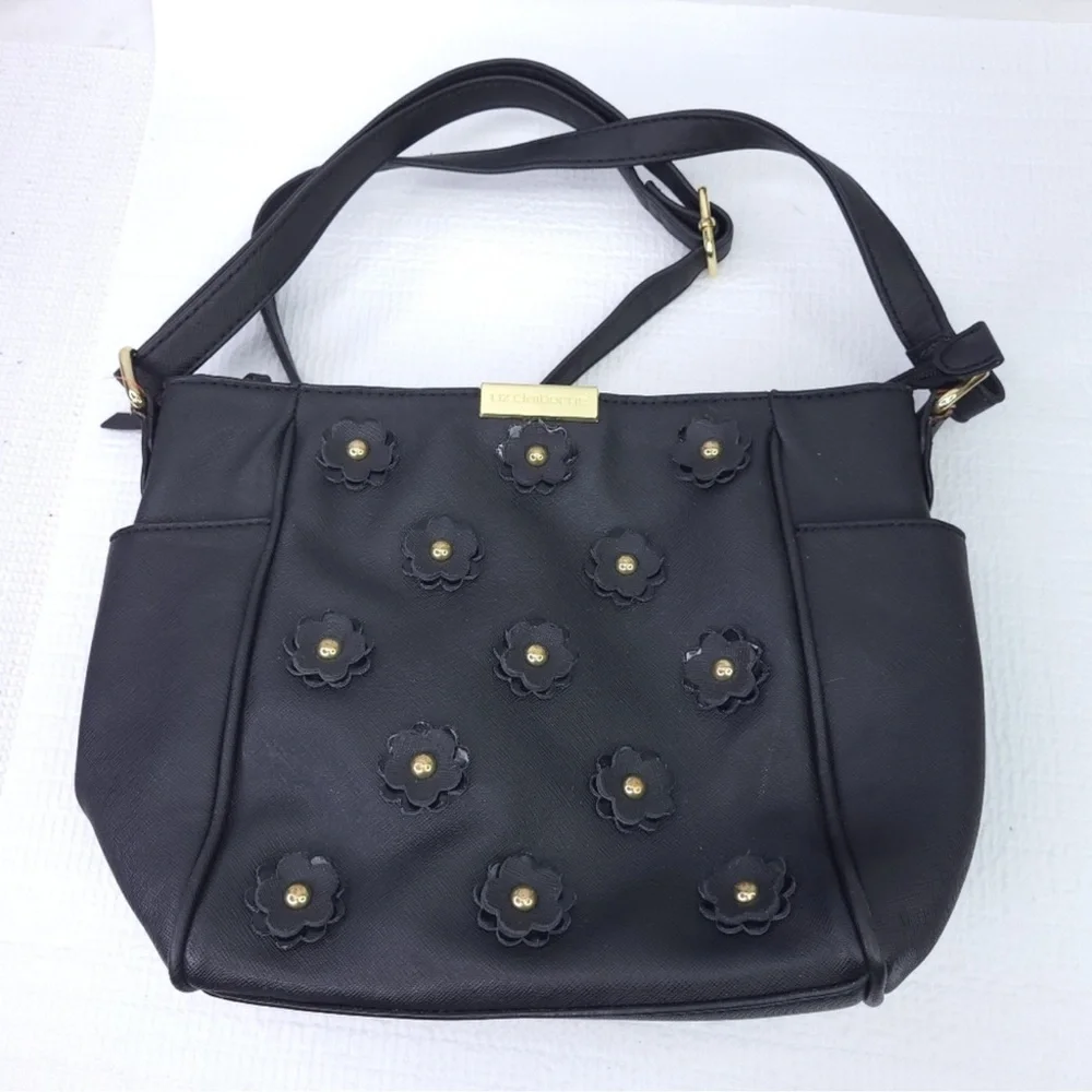 Liz Claiborne Black Crossbody Bag with Gold Accents